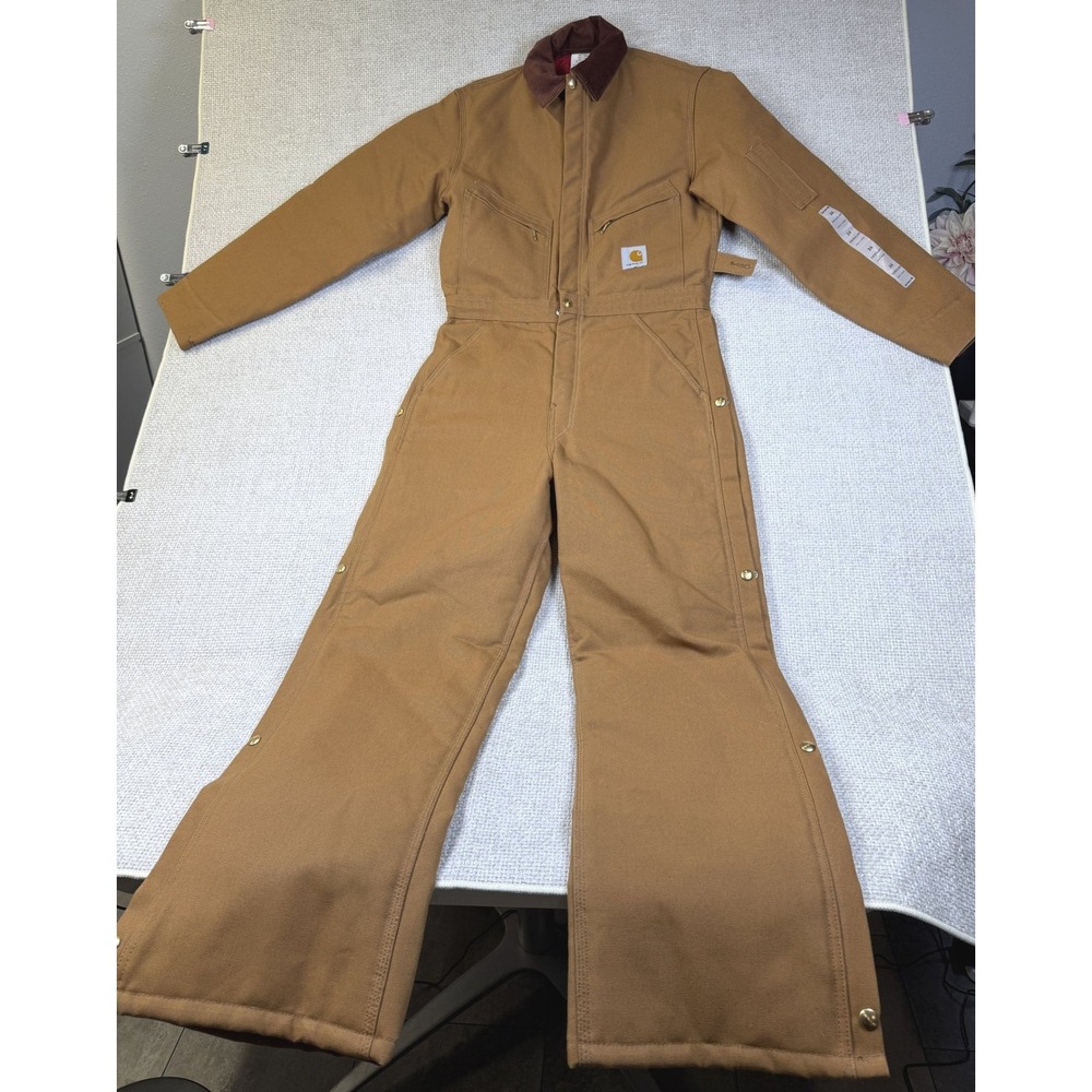 Carhartt X01 BRN Quilt Lined Duck Coveralls Mens 34 Regular Brown Insulated NWT